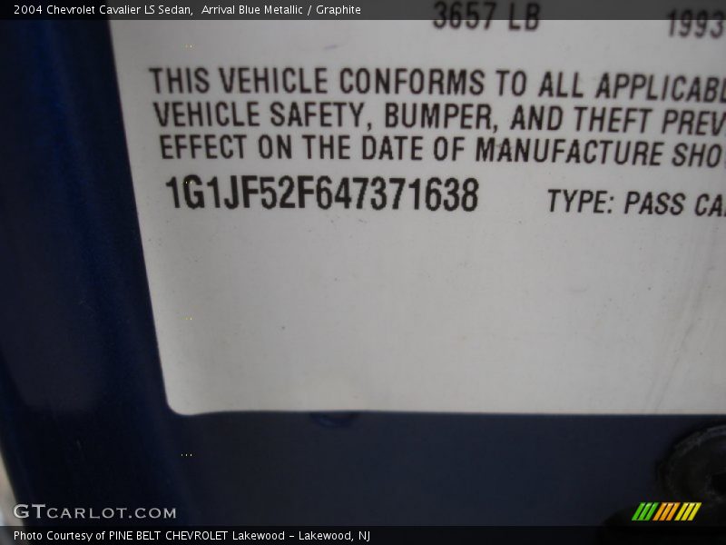 Arrival Blue Metallic / Graphite 2004 Chevrolet Cavalier LS Sedan