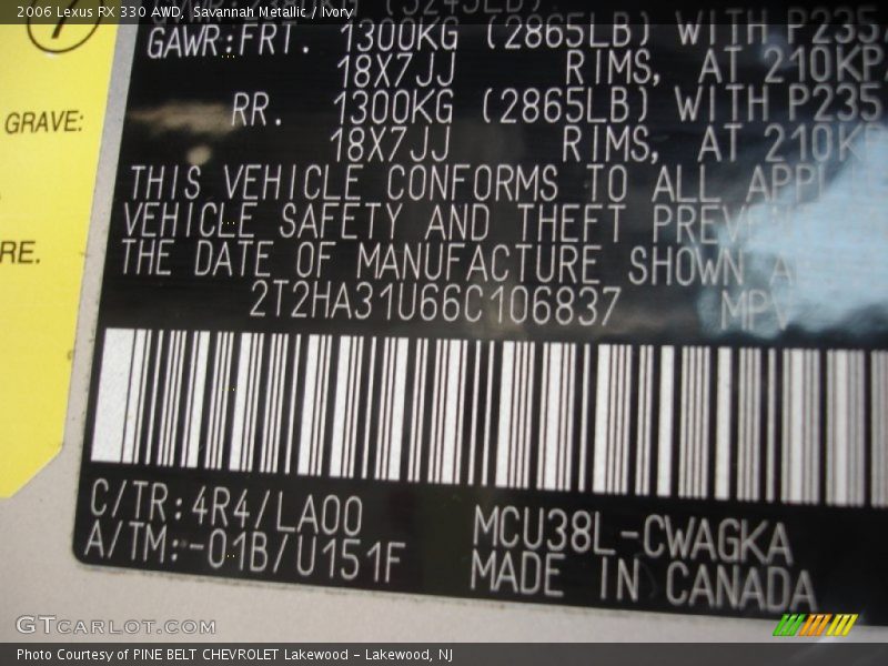 Savannah Metallic / Ivory 2006 Lexus RX 330 AWD