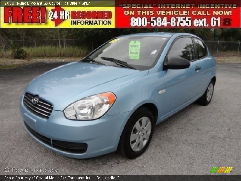 Ice Blue / Gray 2008 Hyundai Accent GS Coupe