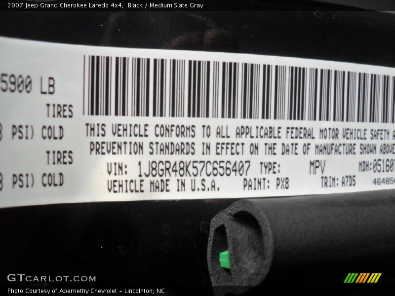 Black / Medium Slate Gray 2007 Jeep Grand Cherokee Laredo 4x4