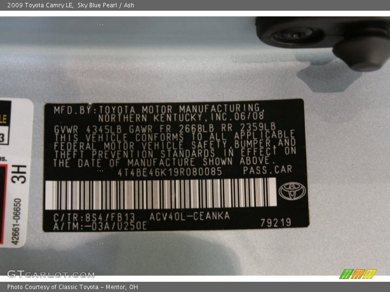 Sky Blue Pearl / Ash 2009 Toyota Camry LE