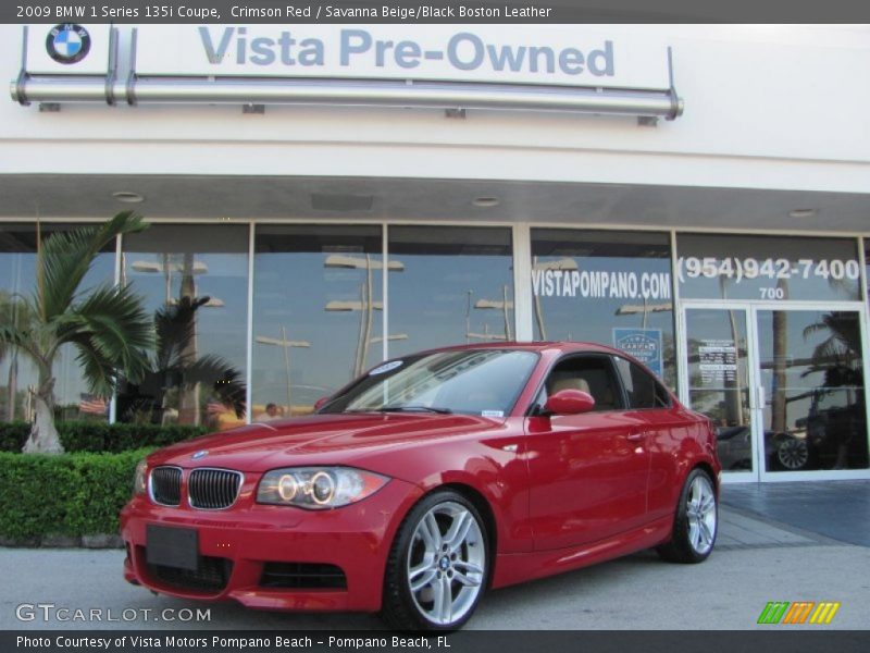 Crimson Red / Savanna Beige/Black Boston Leather 2009 BMW 1 Series 135i Coupe