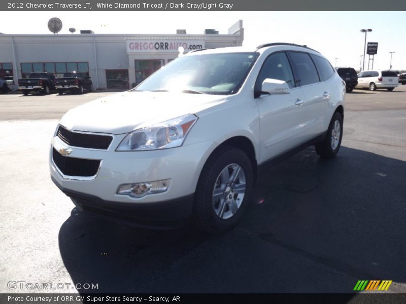 White Diamond Tricoat / Dark Gray/Light Gray 2012 Chevrolet Traverse LT
