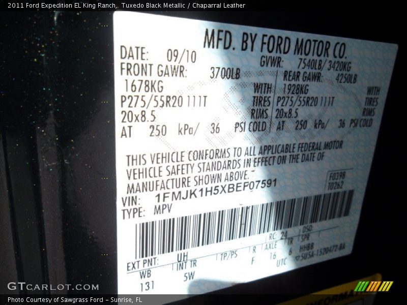 Tuxedo Black Metallic / Chaparral Leather 2011 Ford Expedition EL King Ranch