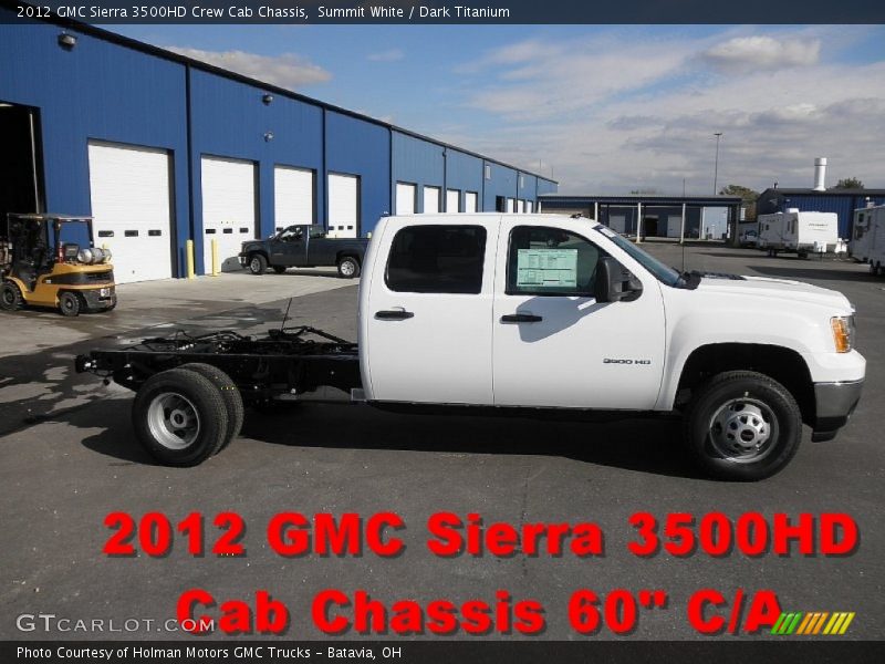Summit White / Dark Titanium 2012 GMC Sierra 3500HD Crew Cab Chassis