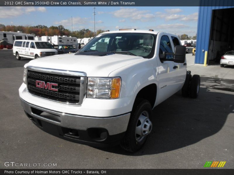 Summit White / Dark Titanium 2012 GMC Sierra 3500HD Crew Cab Chassis