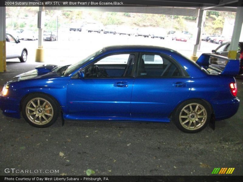 WR Blue Pearl / Blue Ecsaine/Black 2004 Subaru Impreza WRX STi