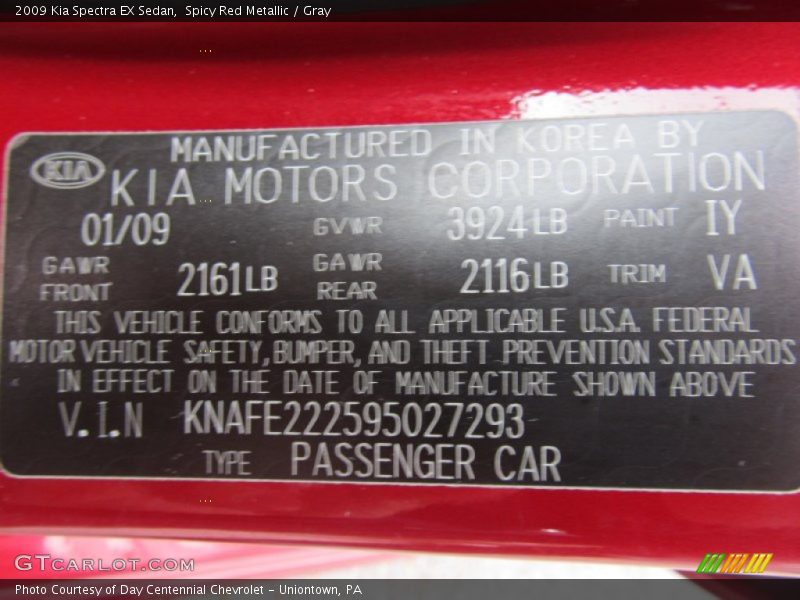 Spicy Red Metallic / Gray 2009 Kia Spectra EX Sedan