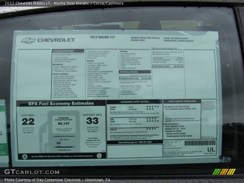 Mocha Steel Metallic / Cocoa/Cashmere 2012 Chevrolet Malibu LT