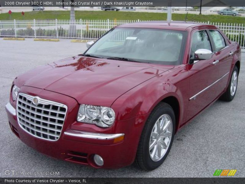 Inferno Red Crystal Pearl / Dark Khaki/Light Graystone 2008 Chrysler 300 C HEMI