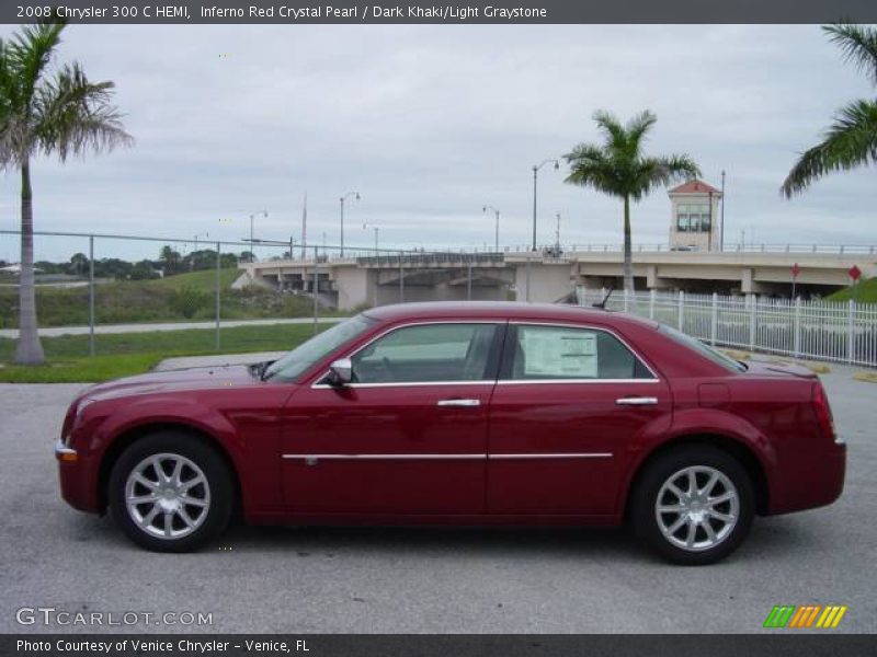 Inferno Red Crystal Pearl / Dark Khaki/Light Graystone 2008 Chrysler 300 C HEMI