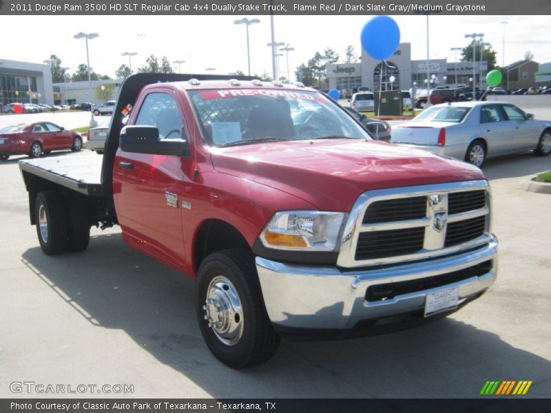 Flame Red / Dark Slate Gray/Medium Graystone 2011 Dodge Ram 3500 HD SLT Regular Cab 4x4 Dually Stake Truck