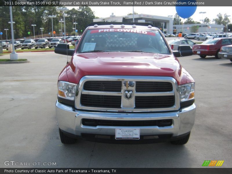 Flame Red / Dark Slate Gray/Medium Graystone 2011 Dodge Ram 3500 HD SLT Regular Cab 4x4 Dually Stake Truck