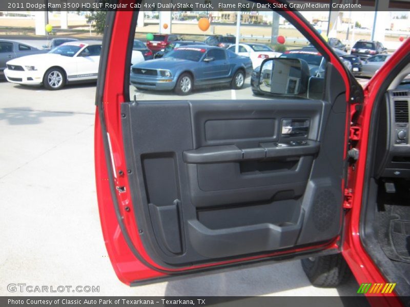Flame Red / Dark Slate Gray/Medium Graystone 2011 Dodge Ram 3500 HD SLT Regular Cab 4x4 Dually Stake Truck