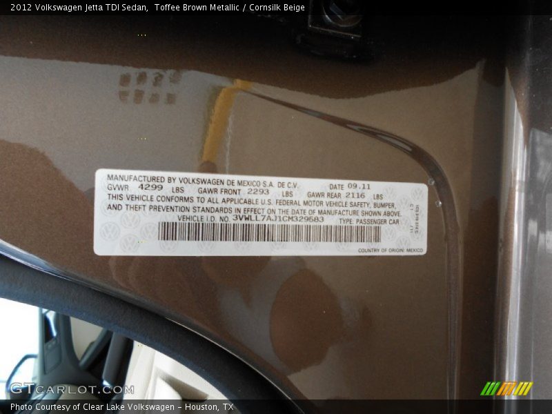 Toffee Brown Metallic / Cornsilk Beige 2012 Volkswagen Jetta TDI Sedan