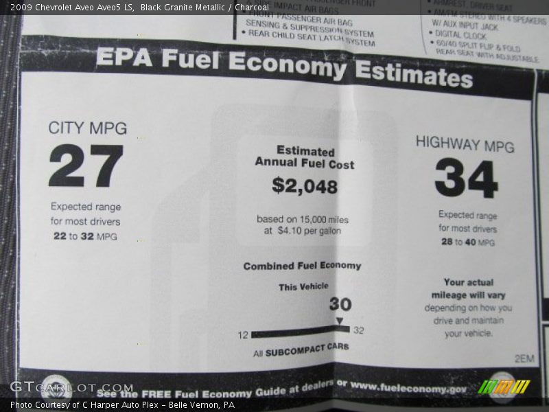 Black Granite Metallic / Charcoal 2009 Chevrolet Aveo Aveo5 LS