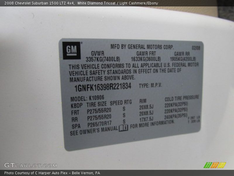 White Diamond Tricoat / Light Cashmere/Ebony 2008 Chevrolet Suburban 1500 LTZ 4x4