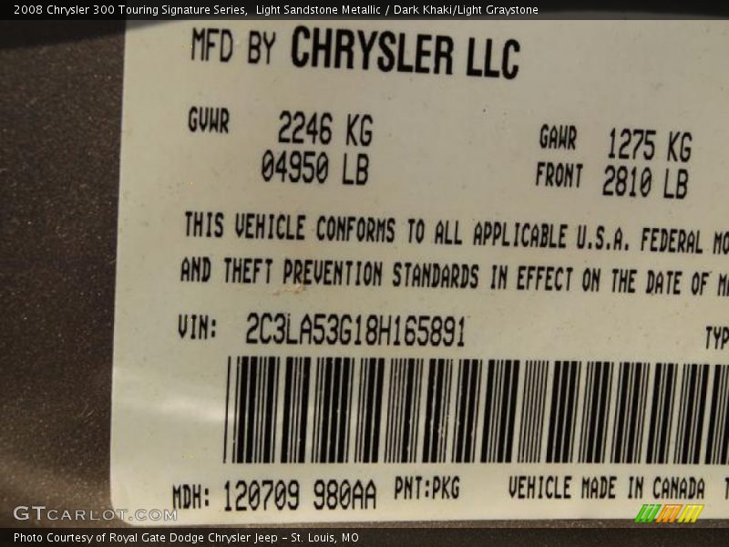 Light Sandstone Metallic / Dark Khaki/Light Graystone 2008 Chrysler 300 Touring Signature Series