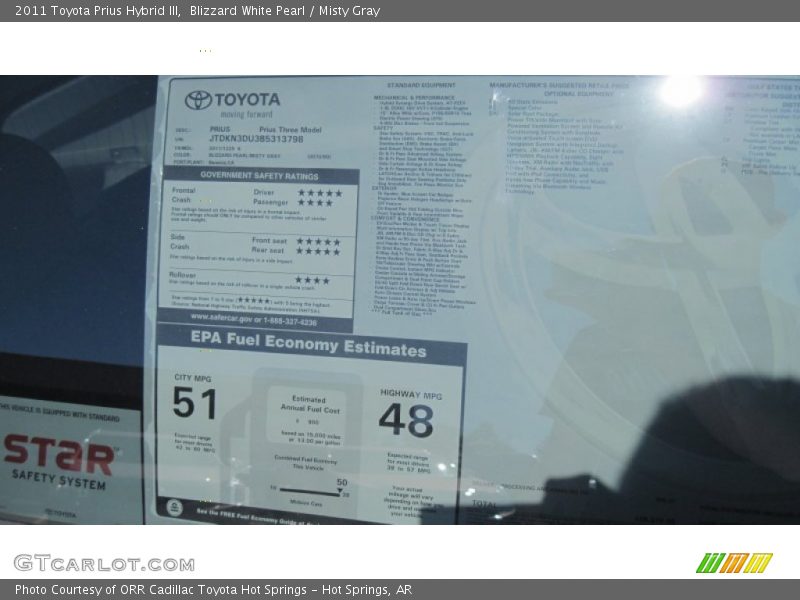 Blizzard White Pearl / Misty Gray 2011 Toyota Prius Hybrid III