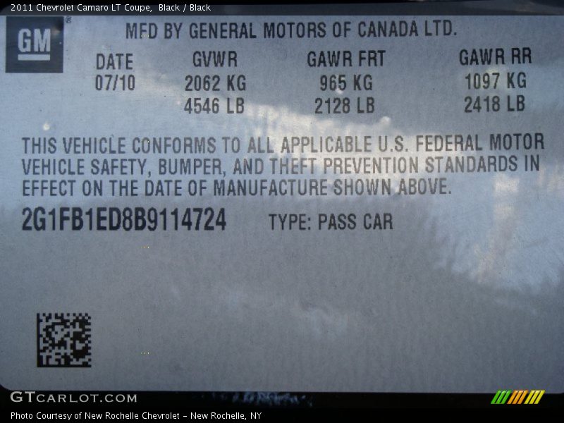 Black / Black 2011 Chevrolet Camaro LT Coupe