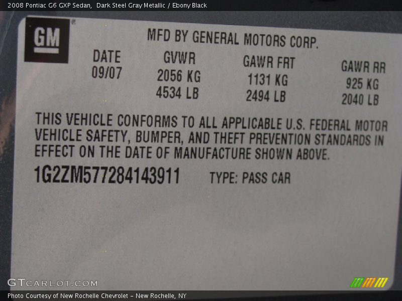 Dark Steel Gray Metallic / Ebony Black 2008 Pontiac G6 GXP Sedan