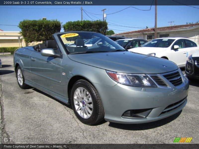 Glass Gray Metallic / Black 2009 Saab 9-3 2.0T Convertible