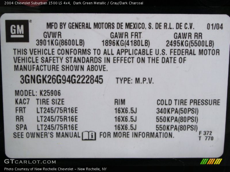 Dark Green Metallic / Gray/Dark Charcoal 2004 Chevrolet Suburban 1500 LS 4x4