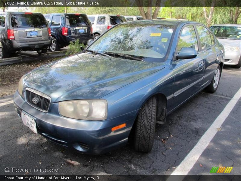 Cobalt Blue / Beige 2002 Hyundai Elantra GLS Sedan