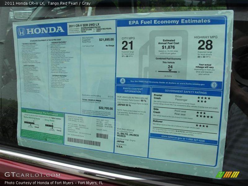  2011 CR-V LX Window Sticker