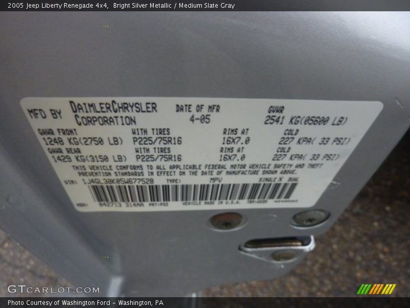 Bright Silver Metallic / Medium Slate Gray 2005 Jeep Liberty Renegade 4x4