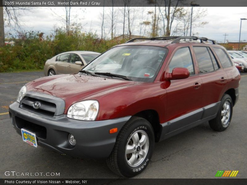 Merlot Dark Red / Gray 2005 Hyundai Santa Fe GLS