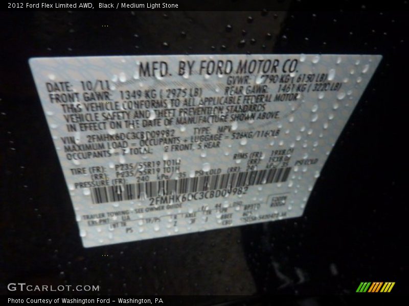 Black / Medium Light Stone 2012 Ford Flex Limited AWD