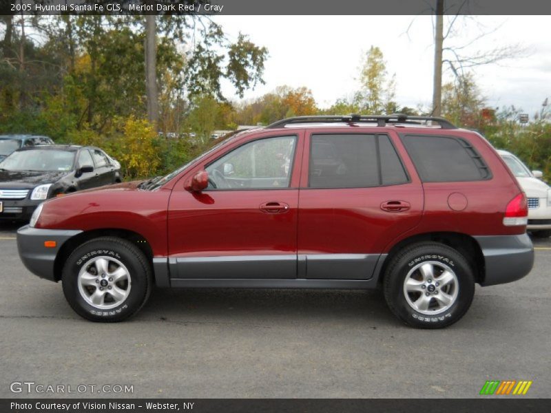 Merlot Dark Red / Gray 2005 Hyundai Santa Fe GLS