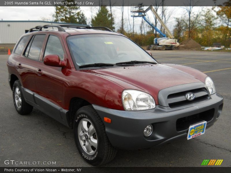 Merlot Dark Red / Gray 2005 Hyundai Santa Fe GLS