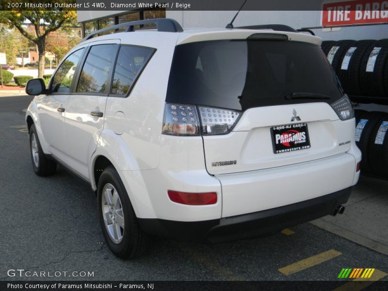 Diamond White Pearl / Beige 2007 Mitsubishi Outlander LS 4WD