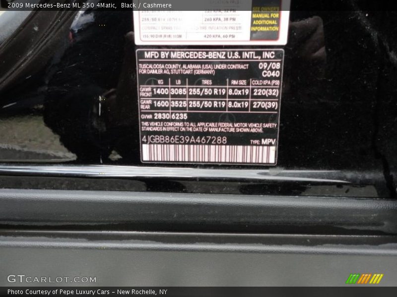 Black / Cashmere 2009 Mercedes-Benz ML 350 4Matic