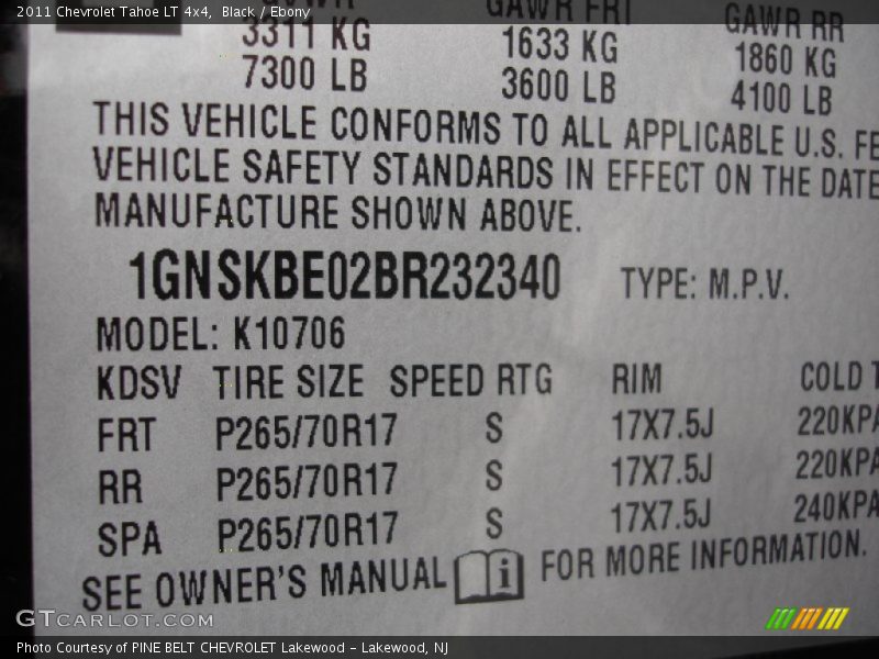 Black / Ebony 2011 Chevrolet Tahoe LT 4x4