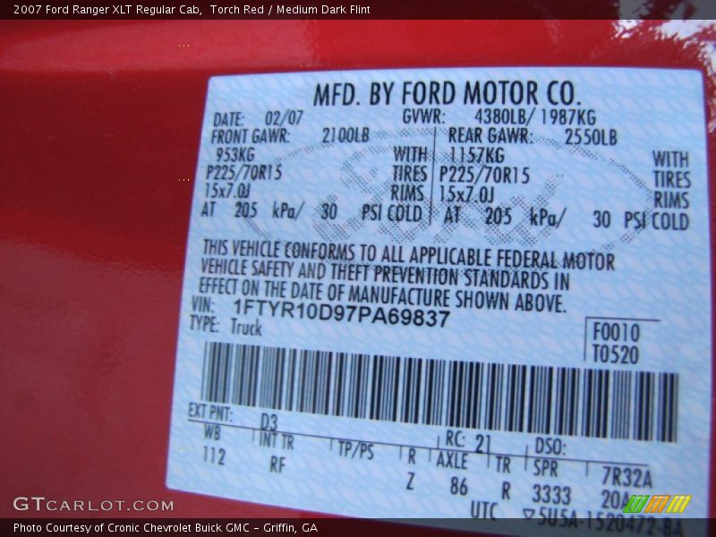 Torch Red / Medium Dark Flint 2007 Ford Ranger XLT Regular Cab