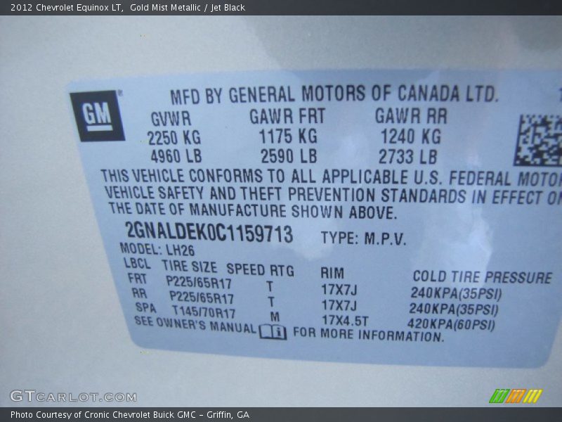Gold Mist Metallic / Jet Black 2012 Chevrolet Equinox LT