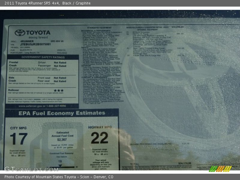 Black / Graphite 2011 Toyota 4Runner SR5 4x4