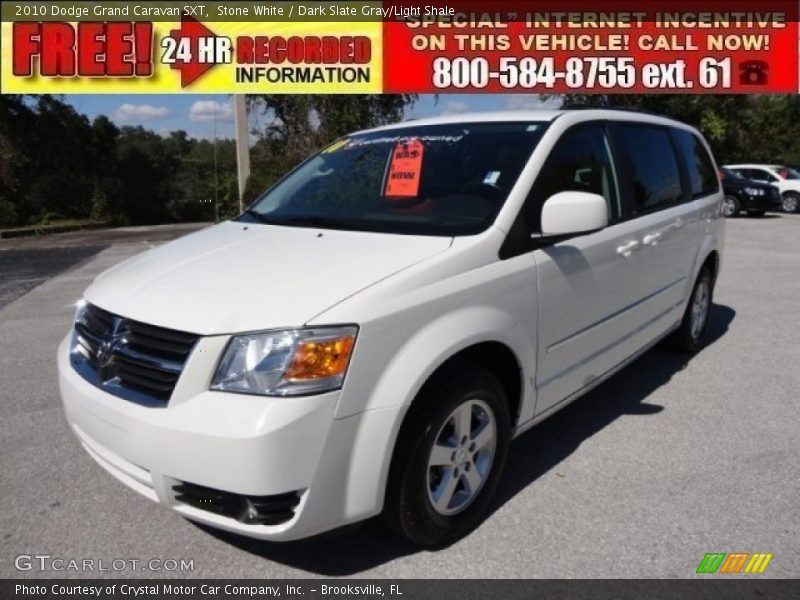 Stone White / Dark Slate Gray/Light Shale 2010 Dodge Grand Caravan SXT