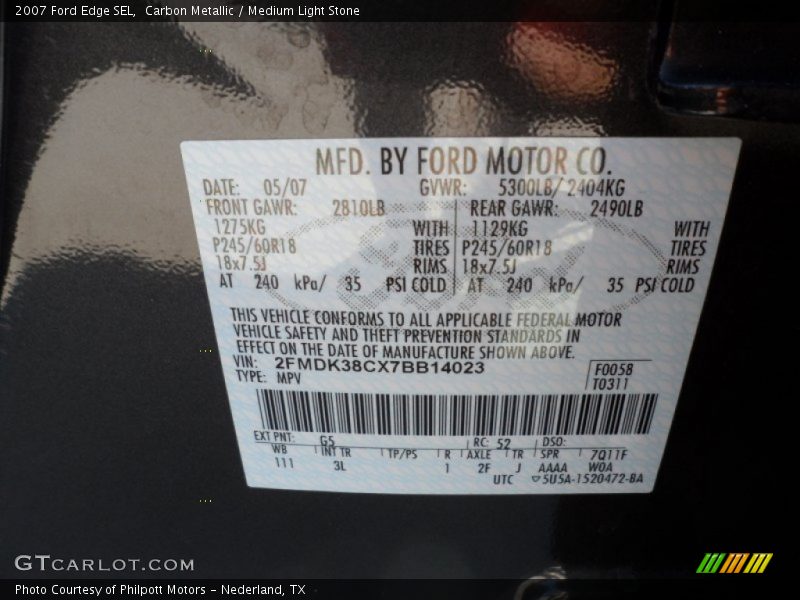 Carbon Metallic / Medium Light Stone 2007 Ford Edge SEL