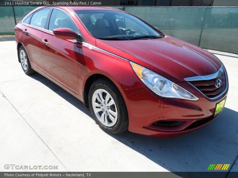 Sparkling Ruby Red / Camel 2012 Hyundai Sonata GLS