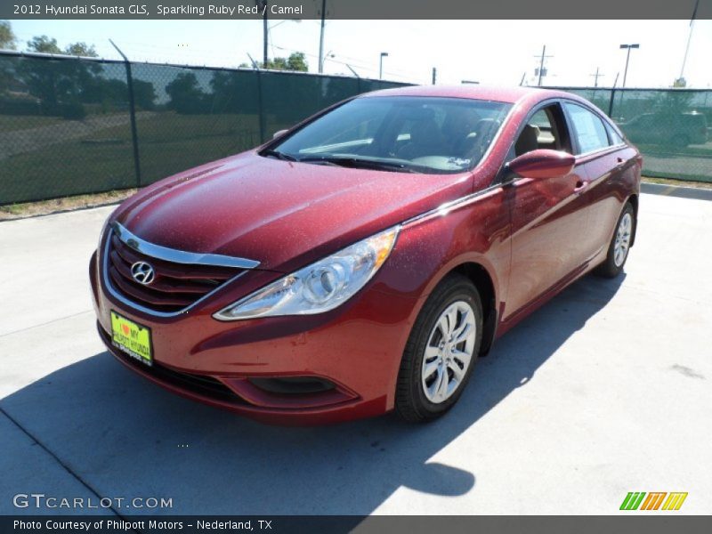 Sparkling Ruby Red / Camel 2012 Hyundai Sonata GLS