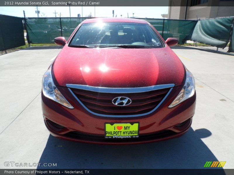 Sparkling Ruby Red / Camel 2012 Hyundai Sonata GLS