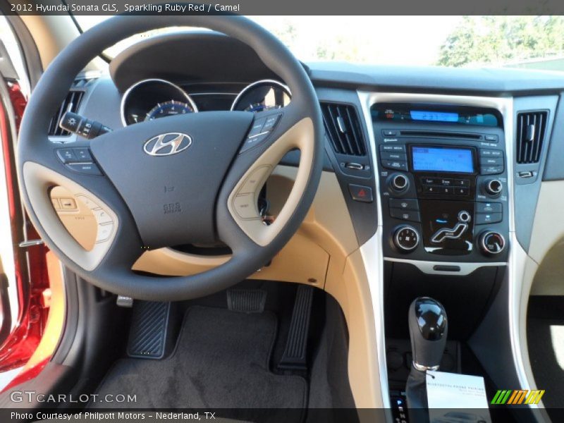 Sparkling Ruby Red / Camel 2012 Hyundai Sonata GLS