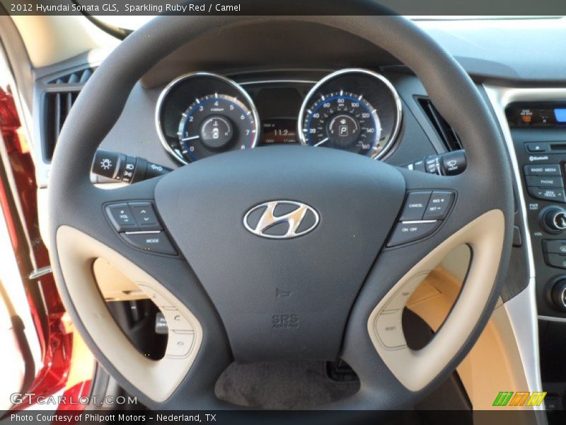 Sparkling Ruby Red / Camel 2012 Hyundai Sonata GLS