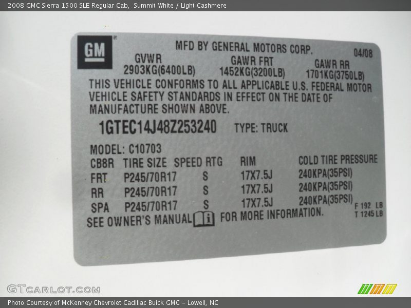 Summit White / Light Cashmere 2008 GMC Sierra 1500 SLE Regular Cab