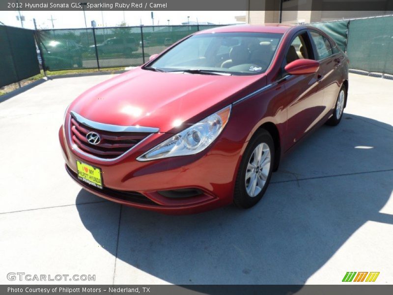 Sparkling Ruby Red / Camel 2012 Hyundai Sonata GLS