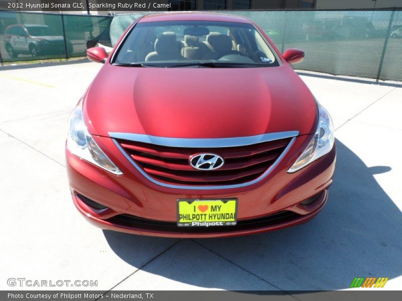 Sparkling Ruby Red / Camel 2012 Hyundai Sonata GLS